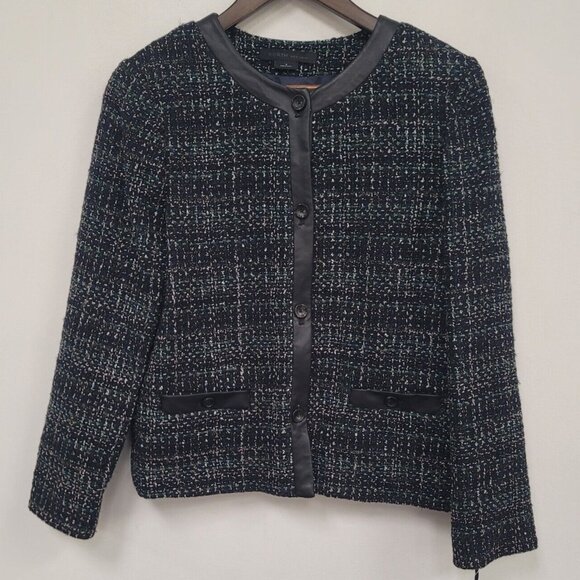 Worth Womens Tweed Button Up Blazer Size 6 Black Academia Old Money Preppy NWT - Picture 1 of 15